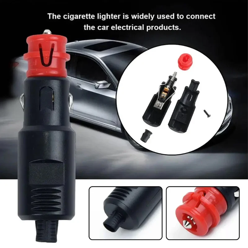 Car Cigarette Lighter Plug 12V-24V 8A European-style Unlit Male Plug Solderless High-Power Cigarette Lighter Universal Car Parts