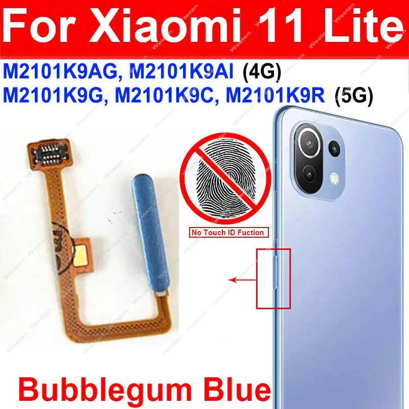 Fingerprint Sensor Flex Cable For Xiaomi Mi 11 Lite Mi 11lite 4G/5G Power Home Button Fingerprint Sensor Flex Ribbon No Touch ID