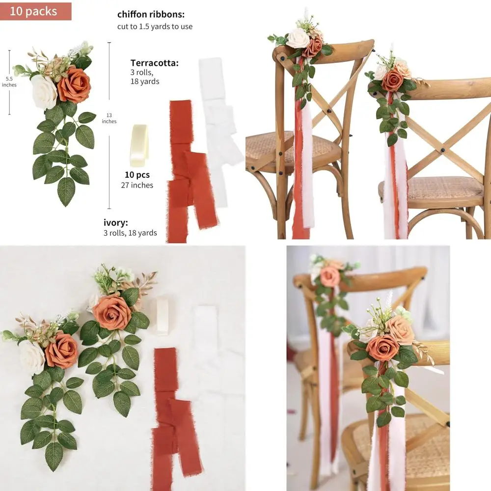 

Искусственные цветы терракотового цвета и эвкалипт для украшения церемоний бракосочетания