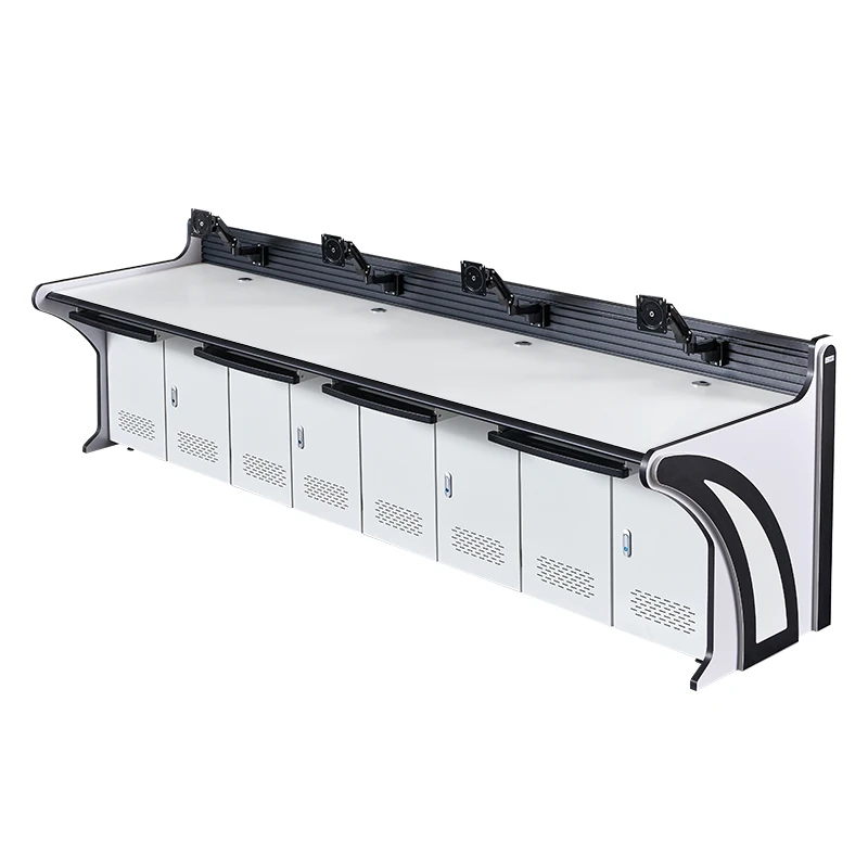Exquisite and durable control room console, four multi-screen workstations