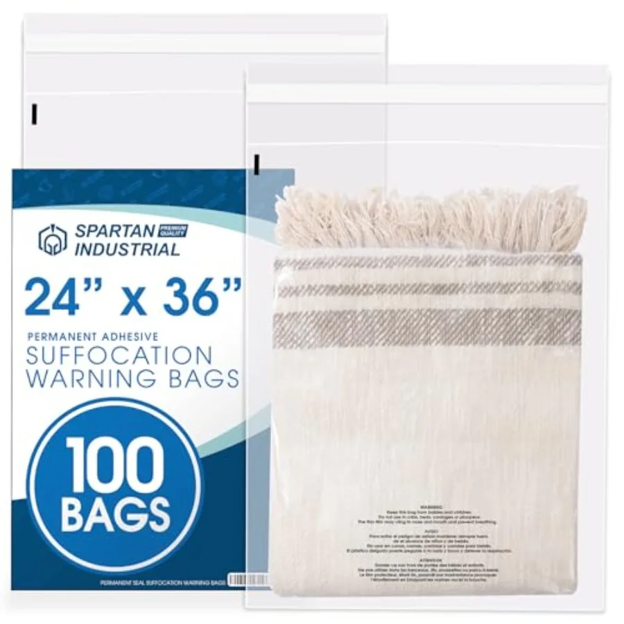 24 X 36 100 Count Self Seal Clear Poly Bags With Suffocation Warning For T Shir…