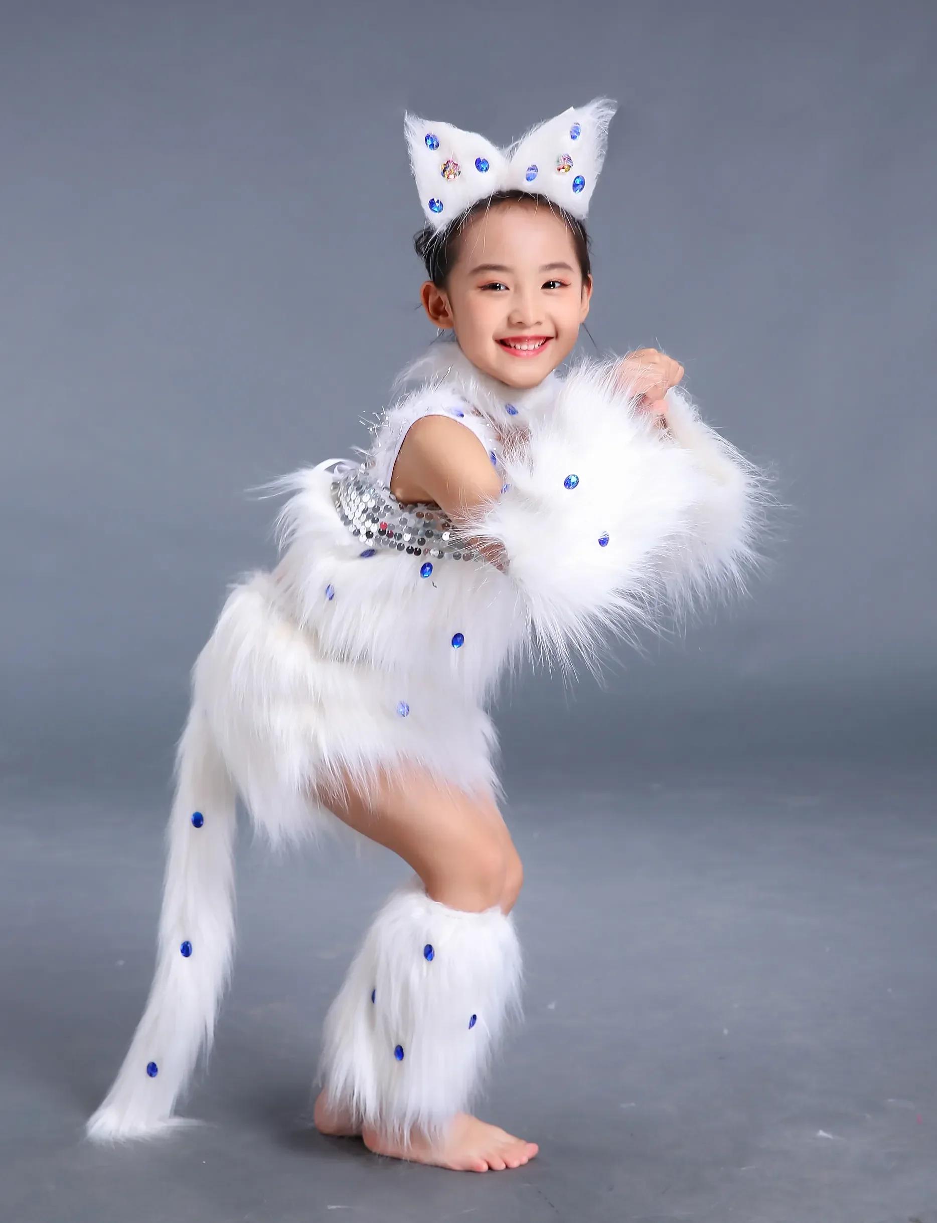 Halloween Carnival Party Fancy Kids Girls Cosplay Costumes Animal Soft Kitty Cat Clothing Set Stage Wear Dance Clothes