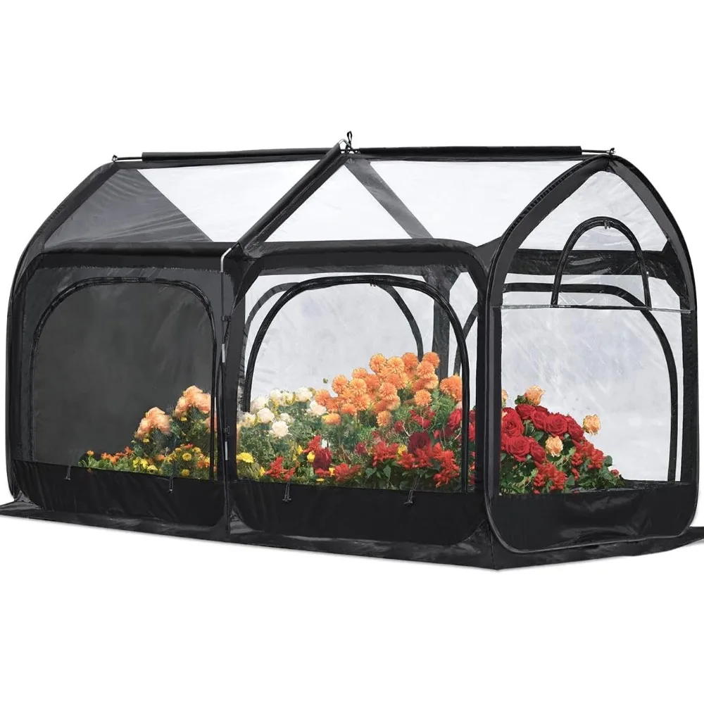 Greenhouse for Outdoors, Mini Quic-Setup Portable Flower Garden Plant Kit Outside, Heavy Duty Fiberglass Pop-up Frame