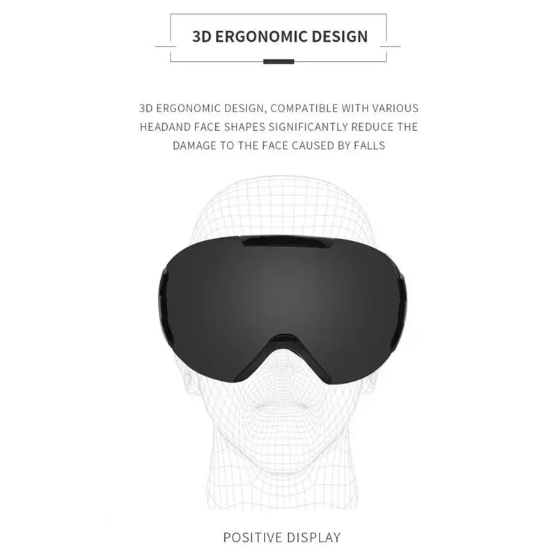Snowboard Goggles Over Glasses Men Anti-Fog Cold Weather Goggles TPU Frame Anti-Fog Cold Weather Goggles Winter Snow Sports