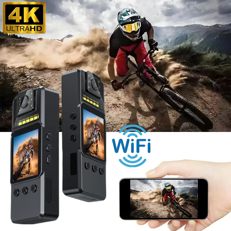 4K30FPS ultra high definition handheld sports camera with 180 ° rotatable Vlog , sports camera helmet, bicycle travel recorder