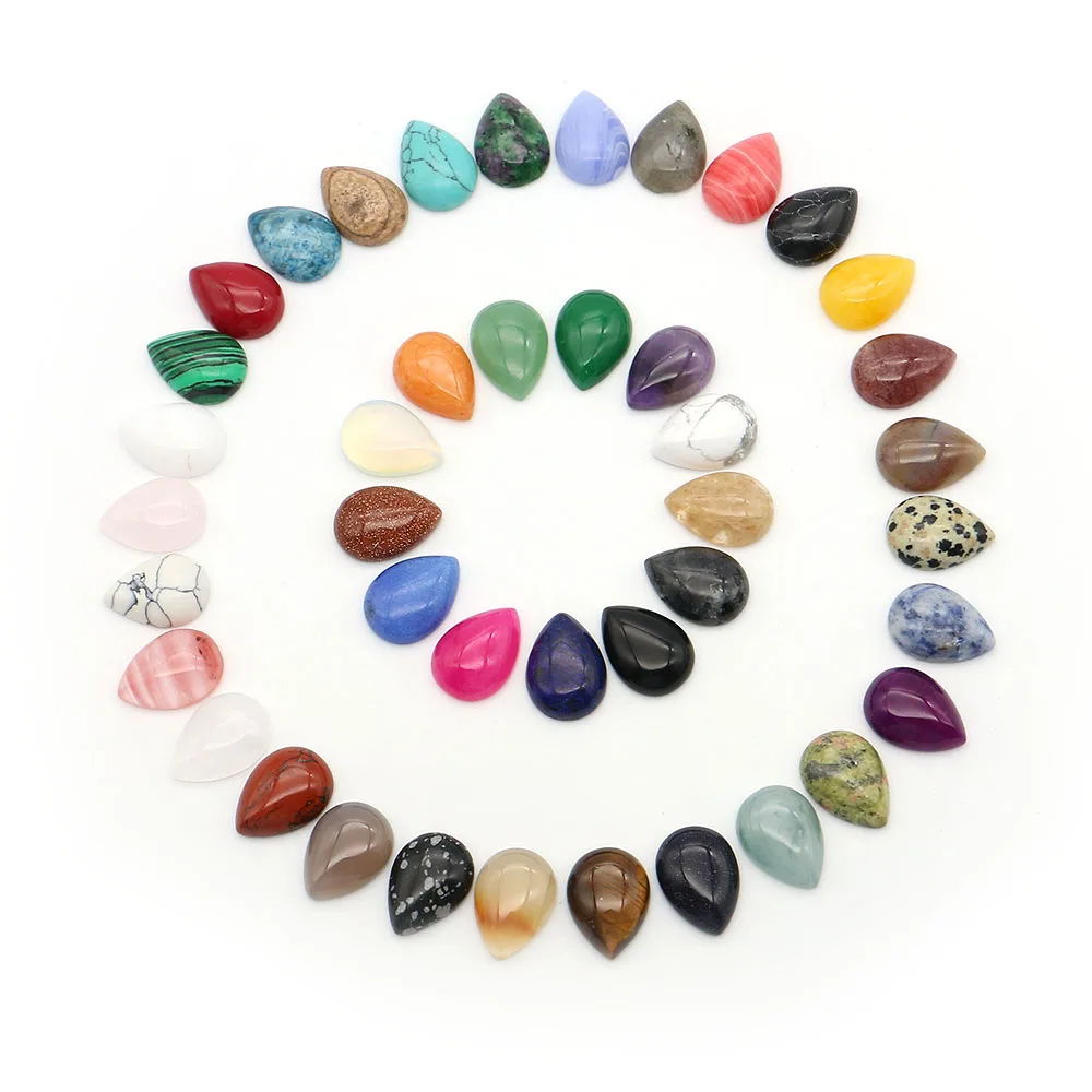 

Natural Stone Crystal Agate Yellow Chalcedony Teardrop-shaped Holeless Loose Cabochon Beads Handcrafted Necklace Earring Jewelry