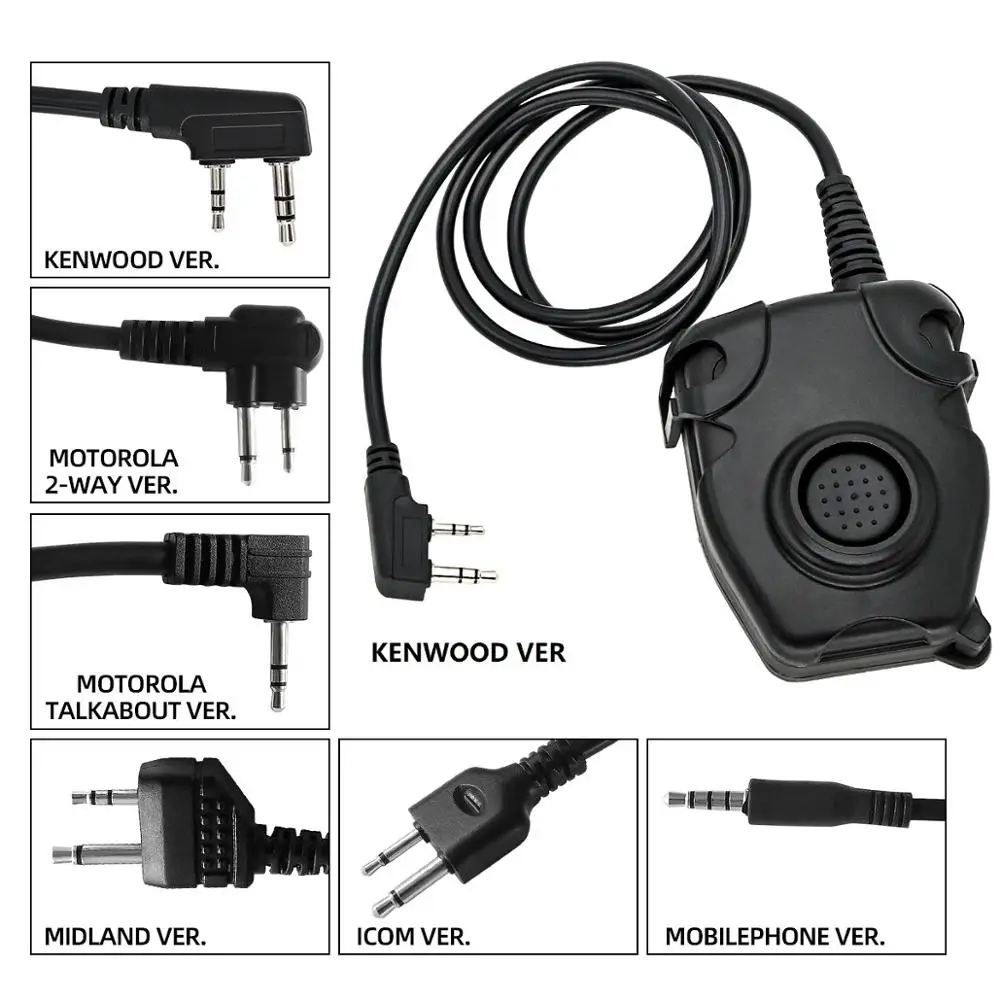 

Tactical U94 PTT Adapter KENWOOD / MIDLAND / Motorola 2 PIN Plug Civilian Version for COMTAC Airsoft Shooting Tactical Headset