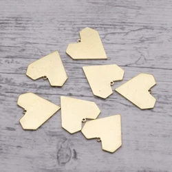 10pcs/lot Raw Brass Heart Pendants Heart Charms for Diy Necklace Earring Jewelry Makings