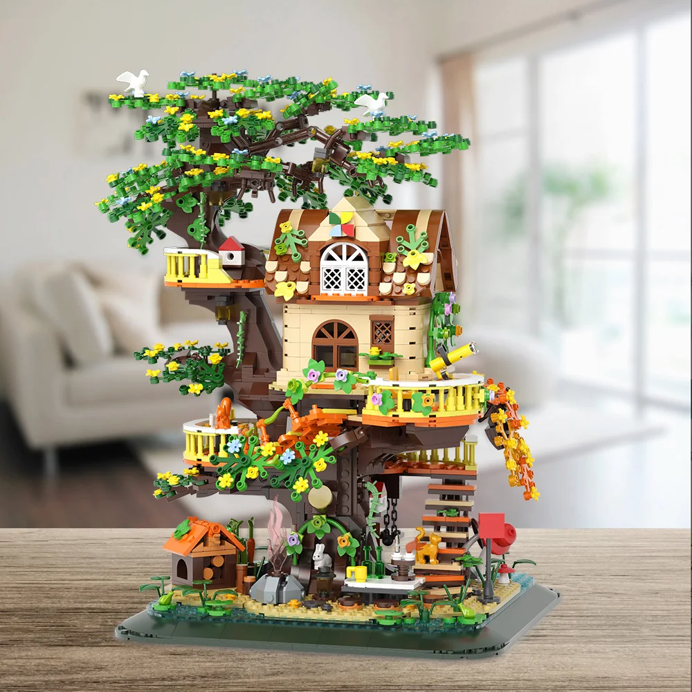 DIY Tree House Model Building Blocks Set 1877PCS Forest House Building Brick Street View Sets Kit Gift for Kids Adults