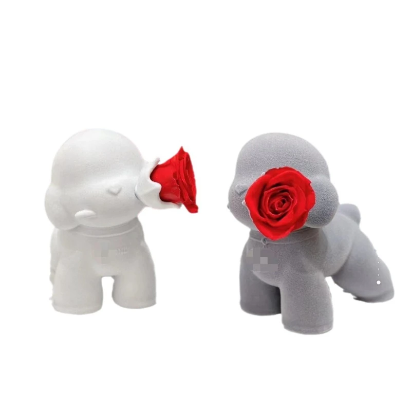 

Confession Plush Crafts Creative Simplicity Eternal Life Flower Guardian Dog Ornament Home Decoration