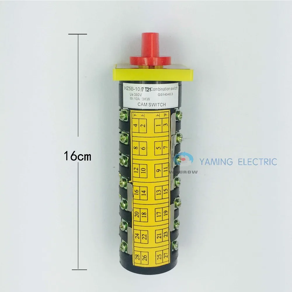 Rotary switch 10A 7 phases 5 position 3kw changeover combination switch silver contact HZ5B-10/7 T21