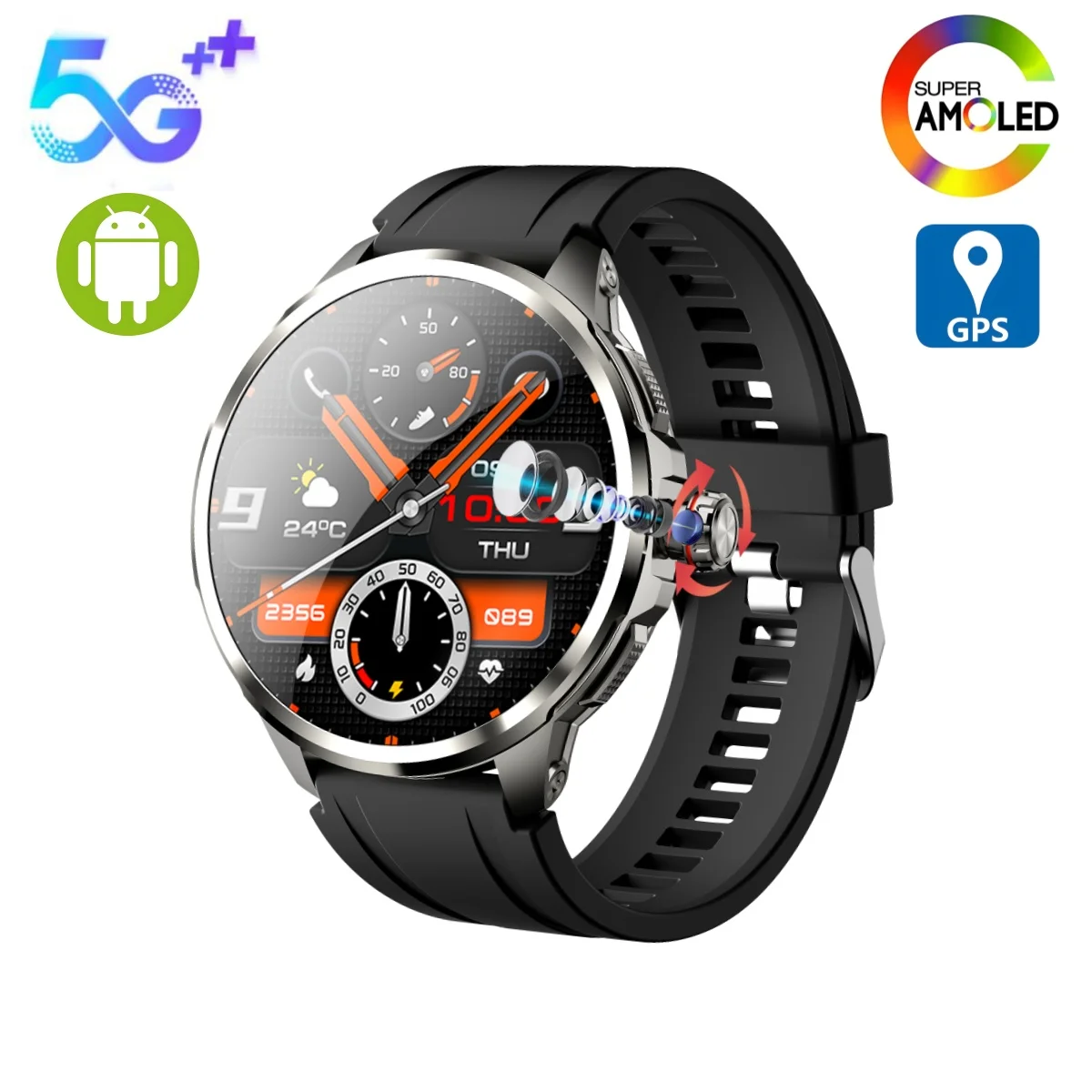 

H99 Smart Watch 5G LTE 1.95inch Amoled Screen 190° Rotary Camera 1900Mah Large Battery WIFI GPS 3G Navigation Game Smartwatch