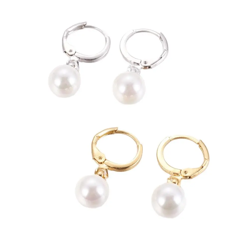 20 Pairs Brass Leverback Earrings With Shell Pearl Long-Lasting Plated Mixed Color 25mm For Fashion Pearl Earrings Jewelry Gifts