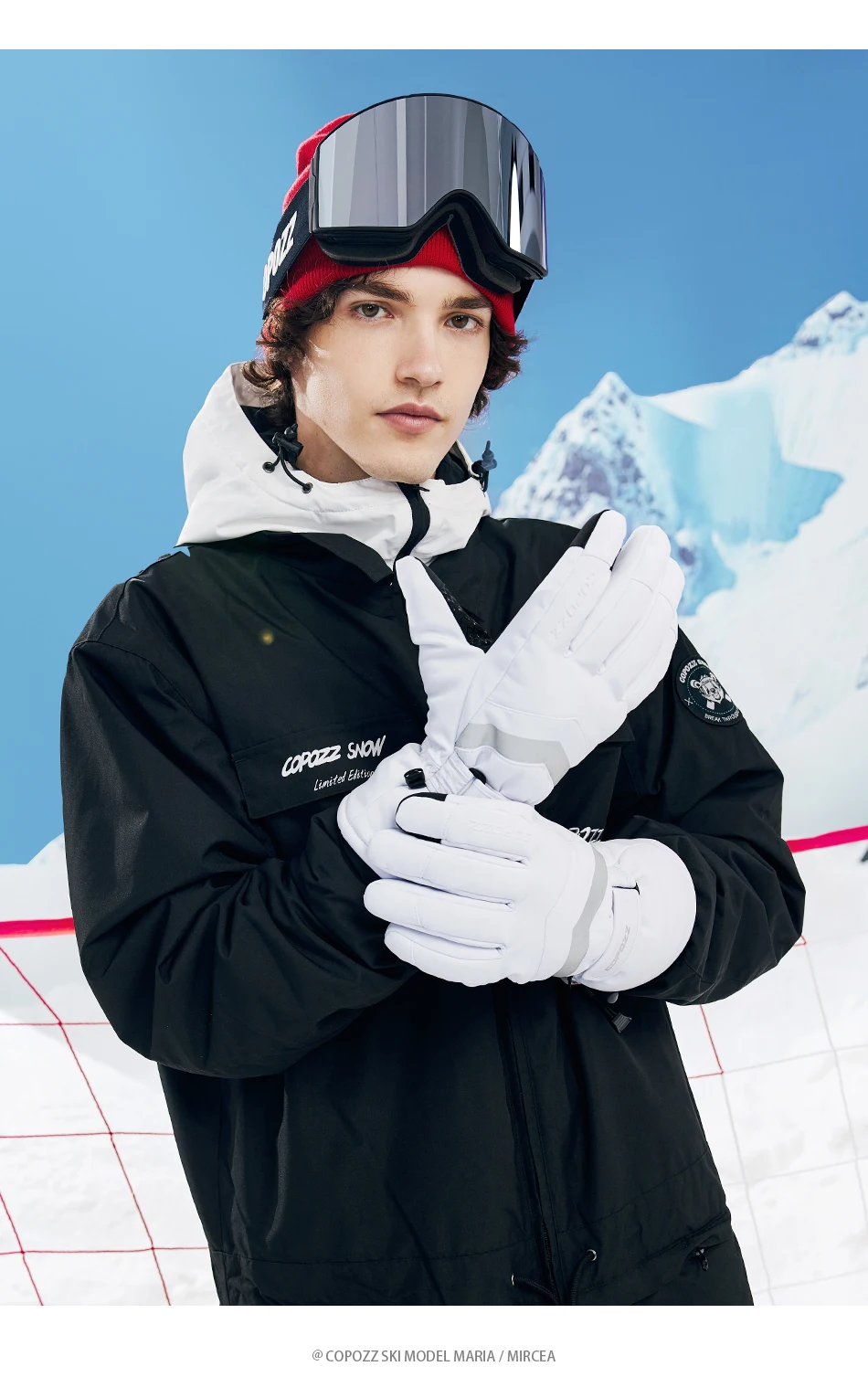 COPOZZ Neue Winter-Skihandschuhe für Damen und Herren, winddicht, warm, wasserdicht, Touchscreen-fähig, rutschfest, für Snowboard, Schneemobil, dicke Skihandschuhe – Detail 11
