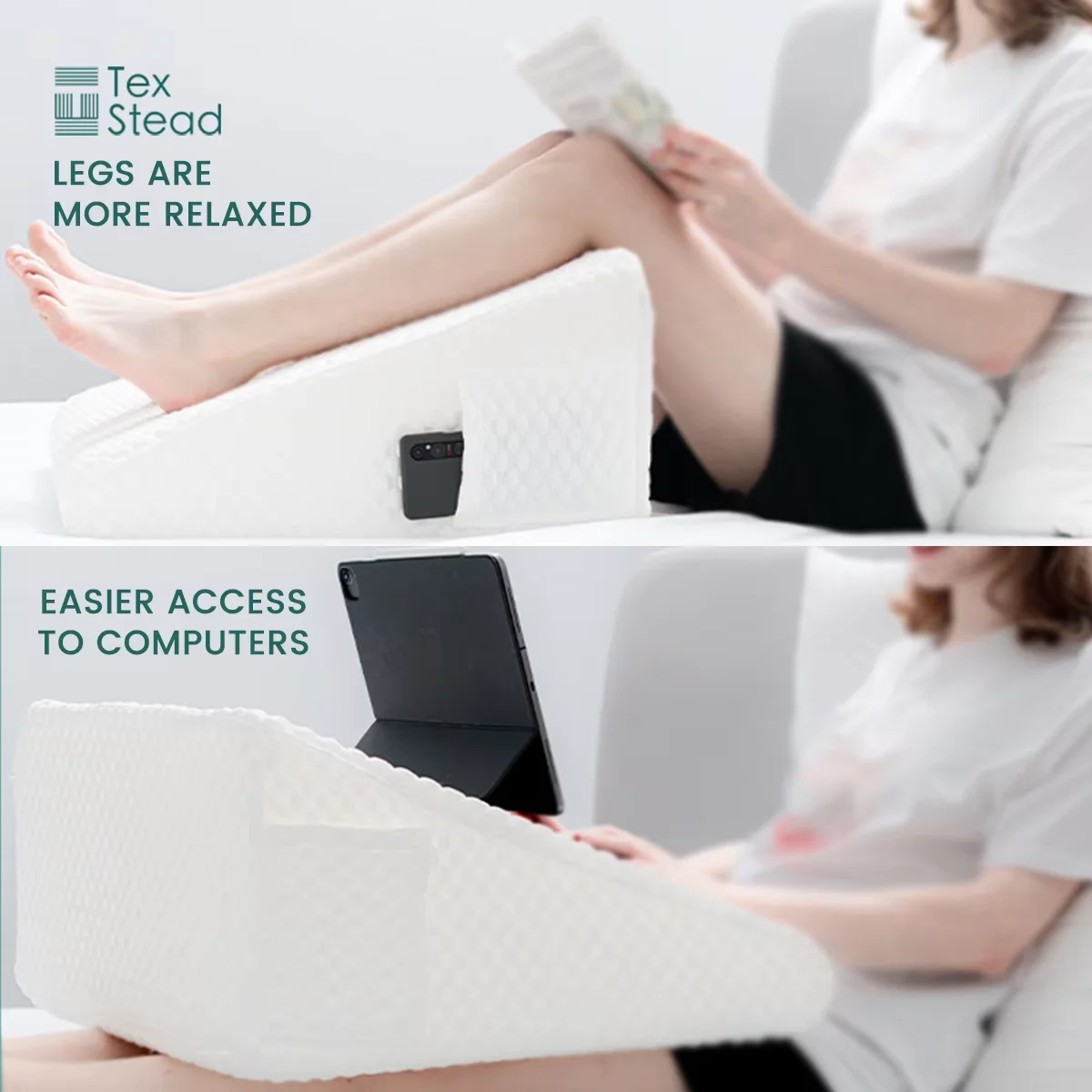 Adjustable Memory Foam Triangle Wedge Pillow Soft Breathable Cover Back And Leg Elevation Cushion for Snoring Relief