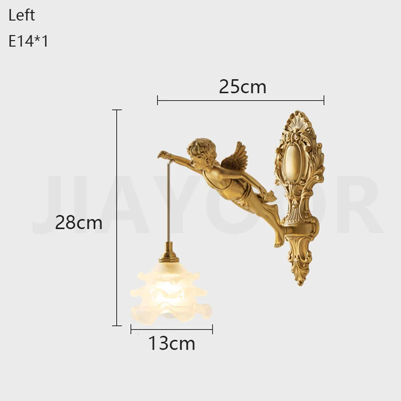 Franse retro koperen engel bloem kristallen wandlamp woonkamer slaapkamer hal veranda balkon bedlampje kristallen kroonluchter LED
