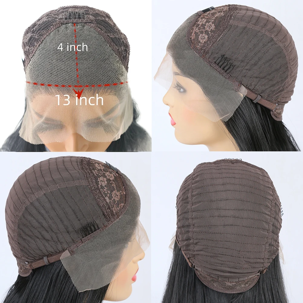 Perruque Lace Front Synthétique Bouclée et Crépue pour Femme, Cheveux Ondulés, Brun Ombré, Fibre Pré-Plumée, Utilisation Cosplay, 13 Tages