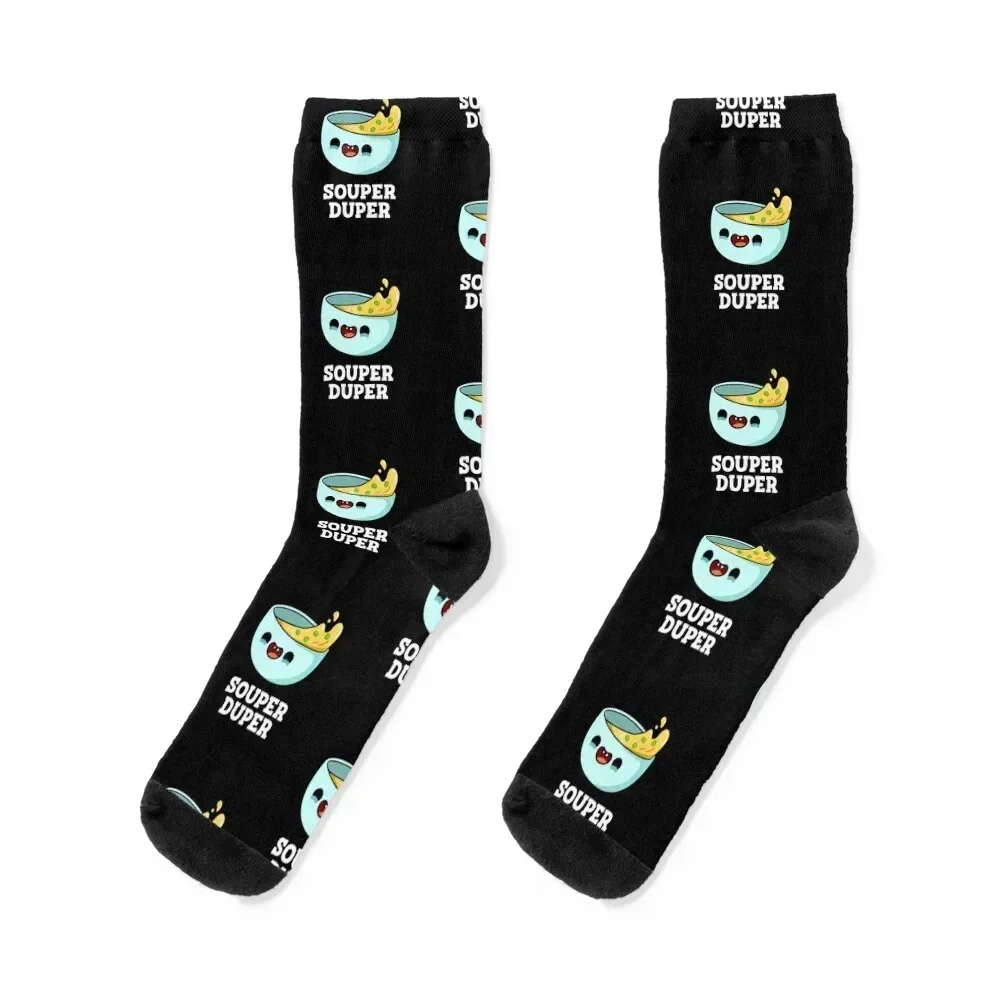 

Souper Duper Funny Soup Puns (Dark BG) Socks soccer anti-slip football cool happy Socks Women Men's