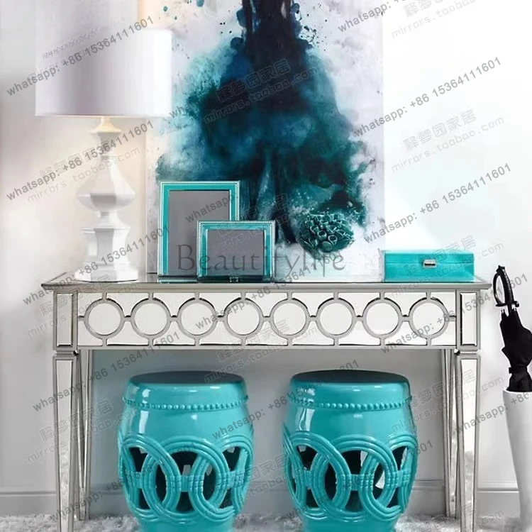 mirror entrance table glass entrance cabinet mirror furniture European neoclassical