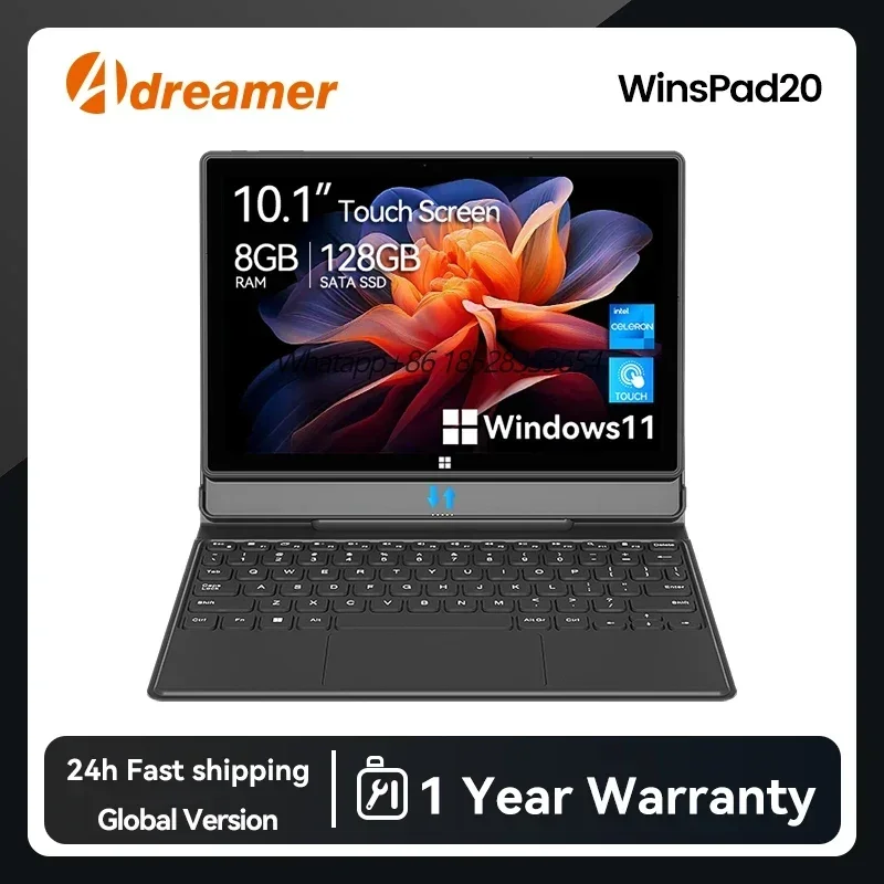 Adreamer 10 Inch Windows Tablet with Keyboard 8GB 128GB 4000mAh 2 In 1 PC Cheap Tablet Windows 11 J4125 2.4G/5G WiFi