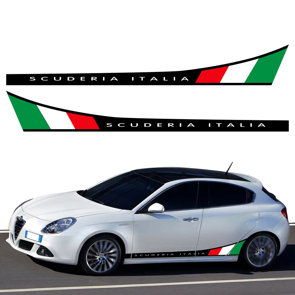 

For Alfa Giulietta 2PCS Car Door Side Stickers Long Sport Stripes Vinyl Film Decals Decoration Auto External Tuning Accessories