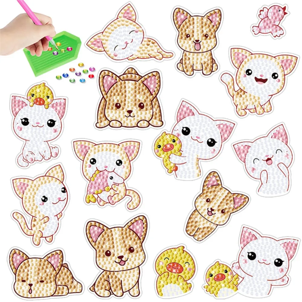 

Diamond Painting Cartoon Dog and Cat DIY Sticking Drills Embroider Handiwork Enthusiast Decoration Schoolbag Best Gifts