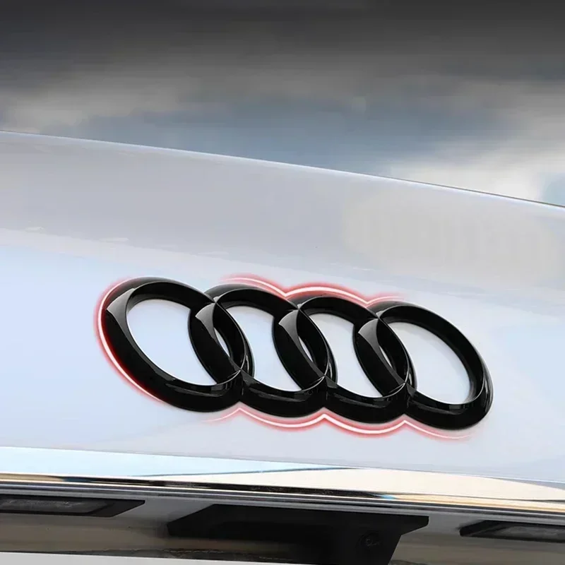 ABS أربعة حلقة لأودي A3 A4 A5 A6 A7 A8 Q3 Q5 Q7 Q8 اكسسوارات السيارات شعار السيارة غطاء الجبهة مصبغة شارة الخلفية جذع شعار مائي #5