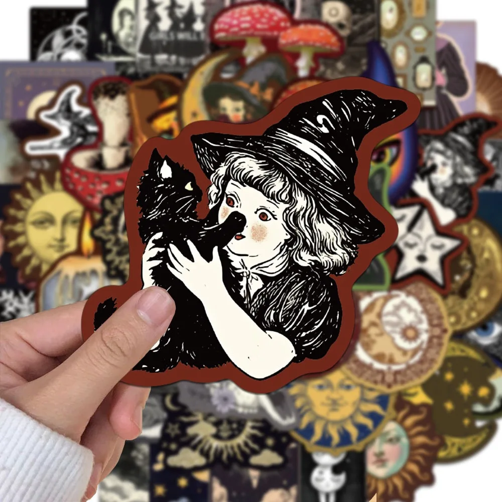 10/50PCS Gothic Mysterious Dark Sun Moon Planet Stickers Galaxy Tarot Goth Decals DIY Car Guitar Scrapbook Phone Sticker Toy