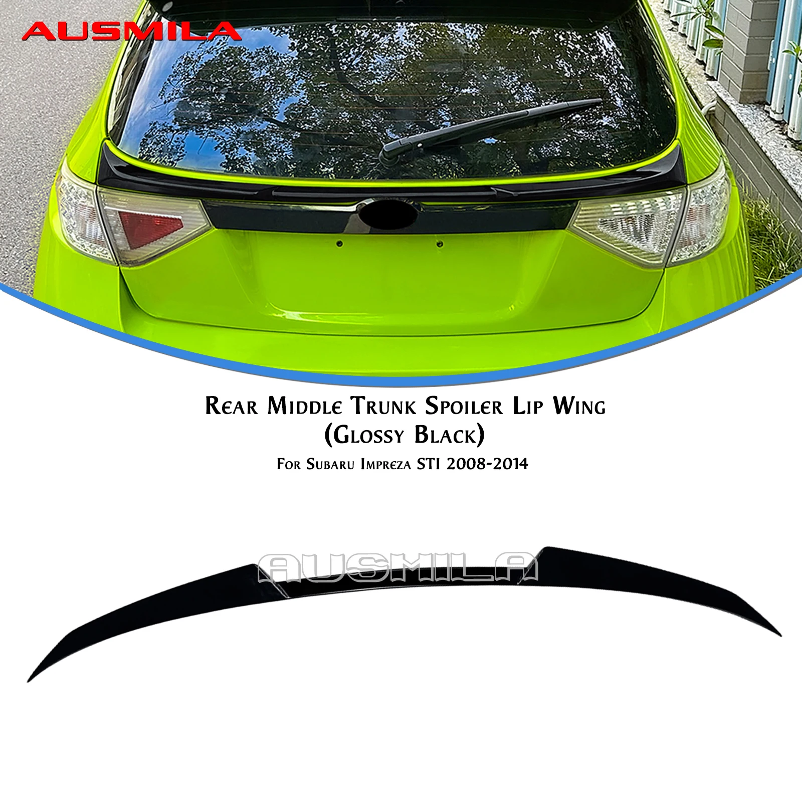 الجناح الأوسط سبويلر الجذع الخلفي غطاء مركز الذيل الشفاه الكسوة لسوبارو امبريزا GRB WRX STI هاتشباك 2008-2014 #2