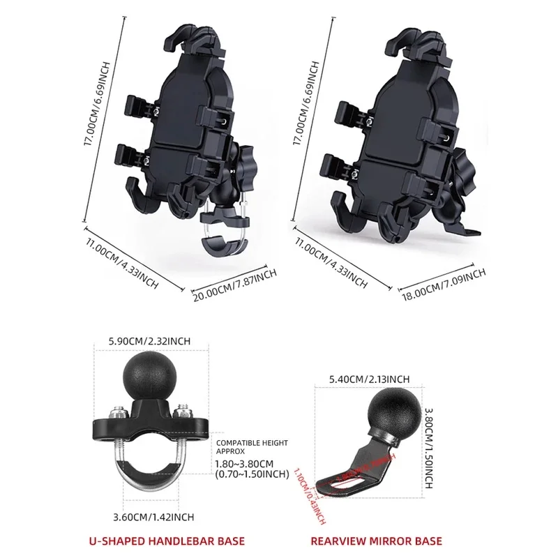 Motorcycle Handlebar Phone Holder Stand for Outdoor Riding - Rearview Mirror GPS Navigation Mount Compatible with Motorbike Elec image 6