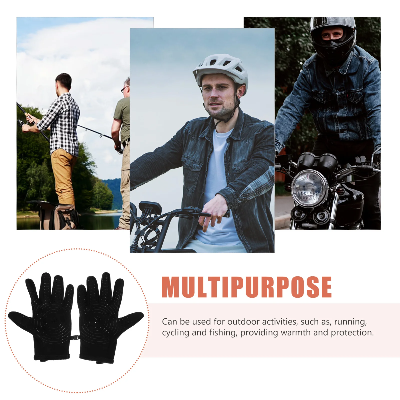 1Pair Winter Cycling Gloves Touch Screen Insulated Warm Windproof Men Outdoor Running Fishing Winter Cycling Gloves