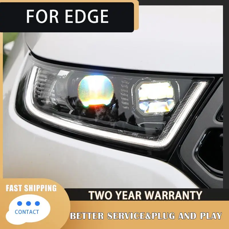 

Car Styling for Ford Edge Headlights 2015-2019 New Edge LED Headlight DRL Hid Head Lamp Angel Eye Styling Accessories