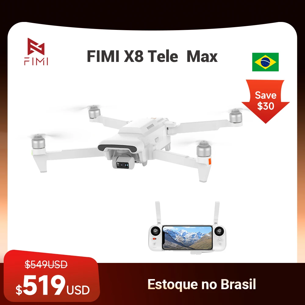 Fimi x8 tele max câmera novo drone 4k 60fps 5.0 roklink 20km faixa 3 eixos cardan gps ai super noite vídeo câmeras duplas