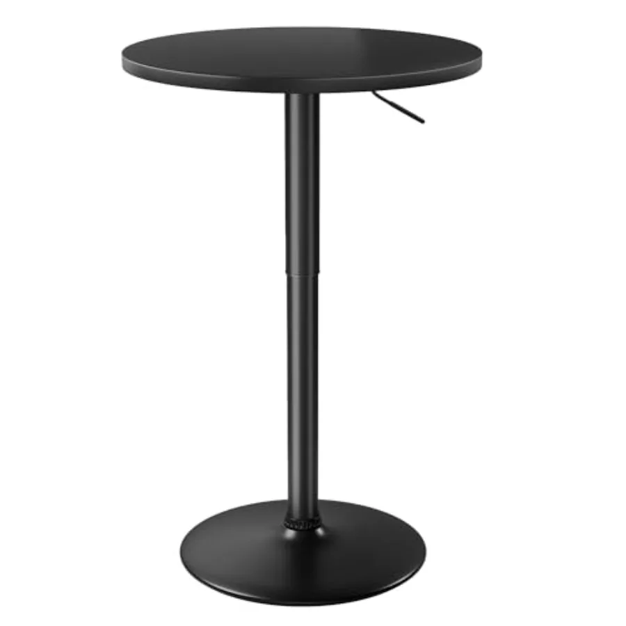 

Adjustable Height Round Bar Table 27.4-36 Inches 360Swivel Black Cocktail Table for Dining Room Party Cafe