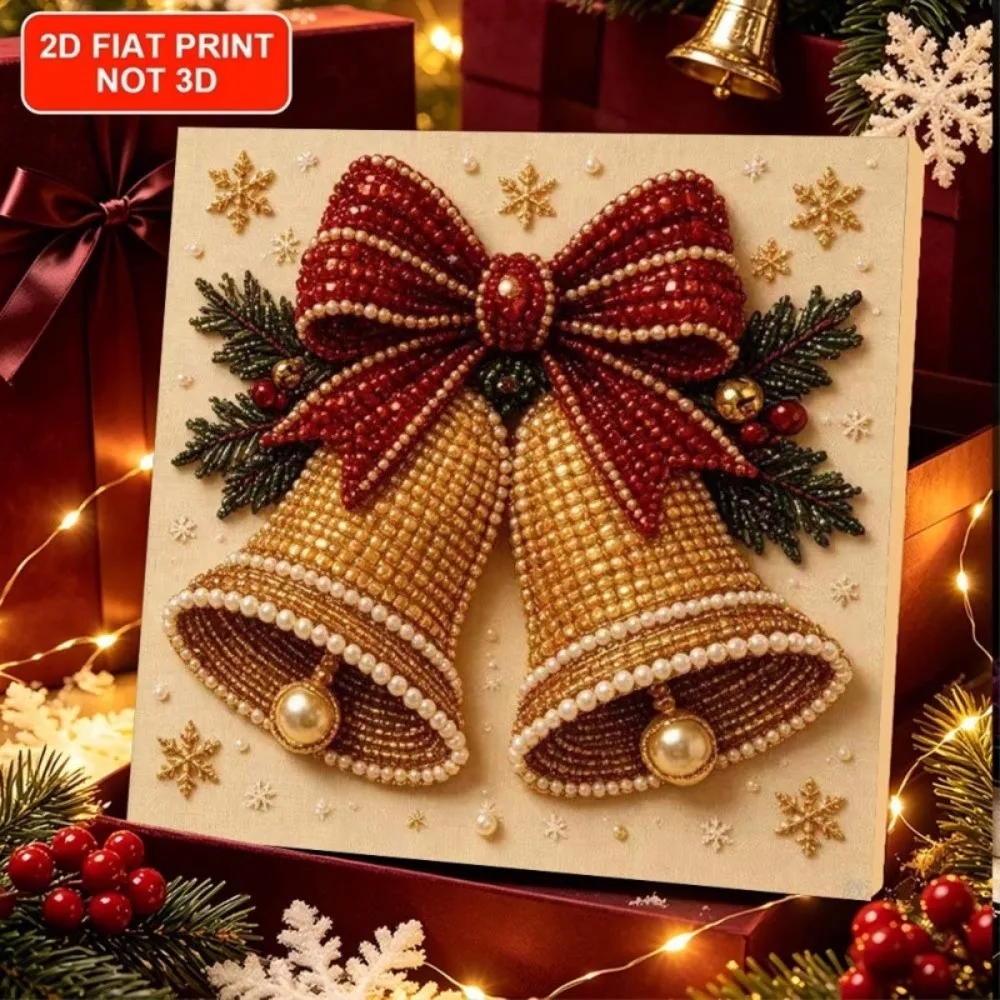 DIY Craft Kit Christmas Pearl Painting Canvas Bead Art Kit Christmas Diamond Collage Christmas Pattern 2D Flat Beaded Picture