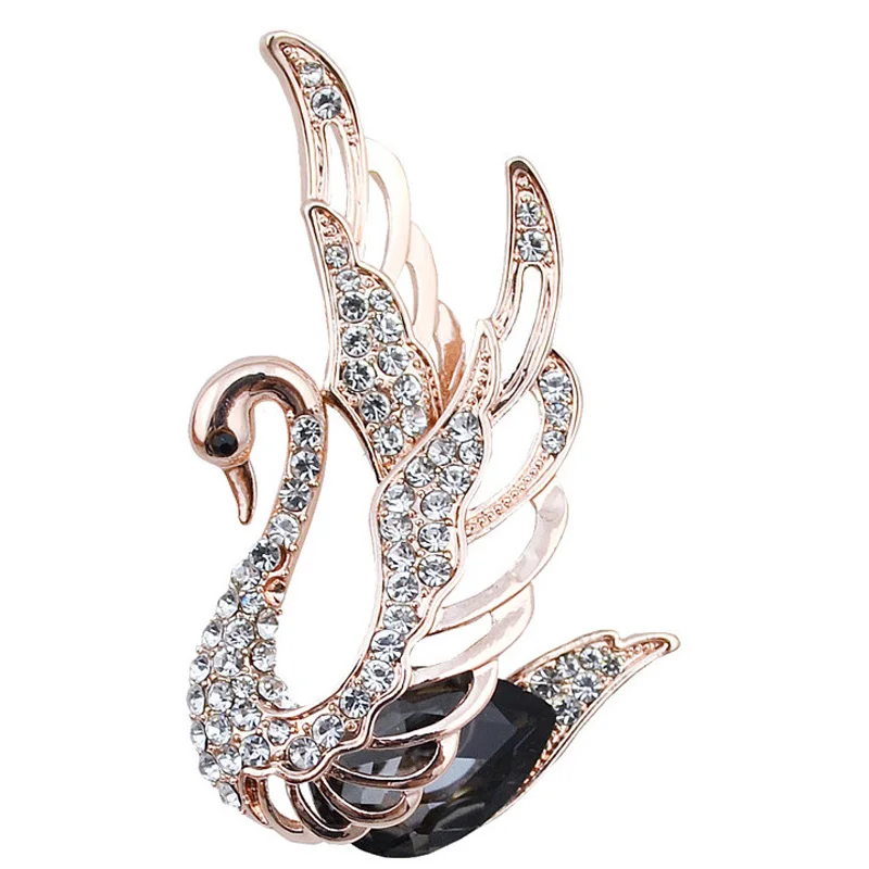 CINDY XIANG 3 Colors Choose Rhinestone and Crystal Swan Brooches for Women Elegant Animal Pins Fashion Jewelry 2019