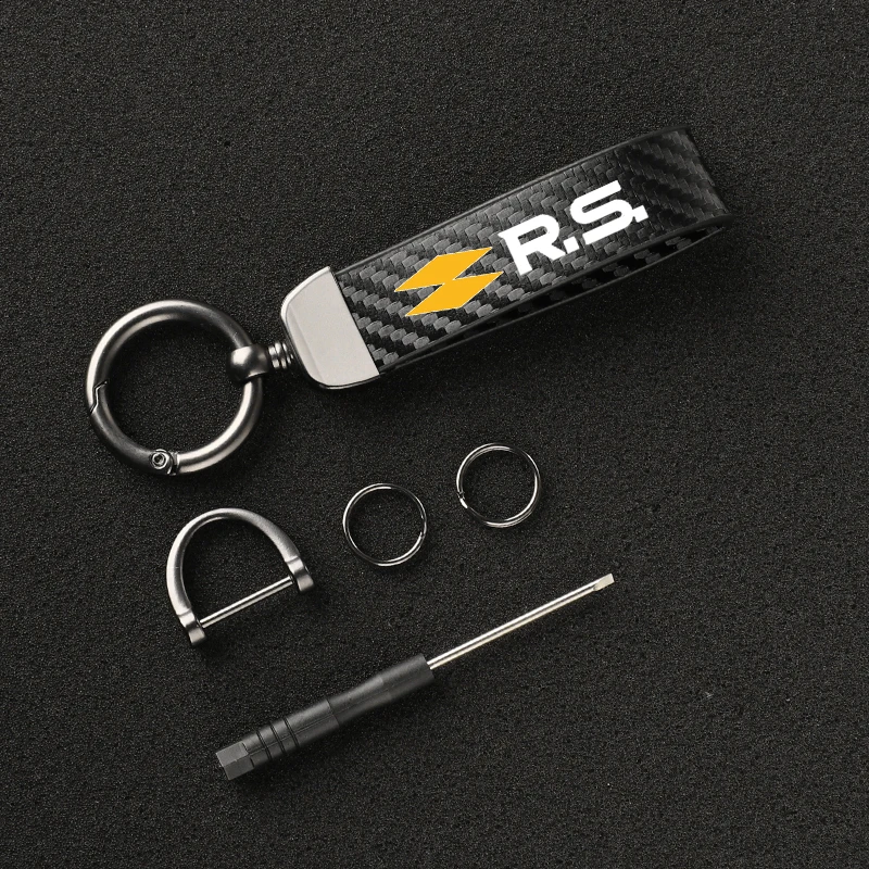 

Carbon Fiber Leather KeyChain Buckle Jewelry Key Rings For Renault RS Line Clio Megane Scenic laguna Logan Koleos Sandero Car