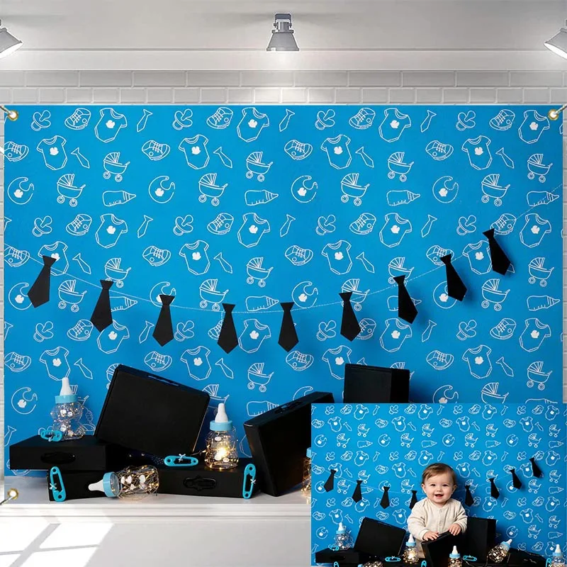 Fondo LS Boss con corbata, biberón, decoración para pastel, accesorios de fotografía para niños, photocall infantil, fondos para fotos de comida de bebé