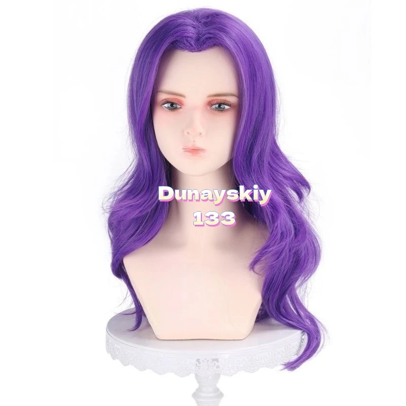 60cm 루미 코스프레 가발 혼합 보라색 내열성 합성 머리 어린이 여성 악마 헌터 할로윈 쇼 파티에 이상적