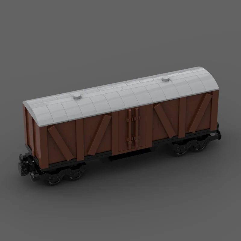 

Конструктор MOC: Вагон-фургон для перевозки грузов, модель поезда, детский конструктор для сборки, подарок, игрушка для детей