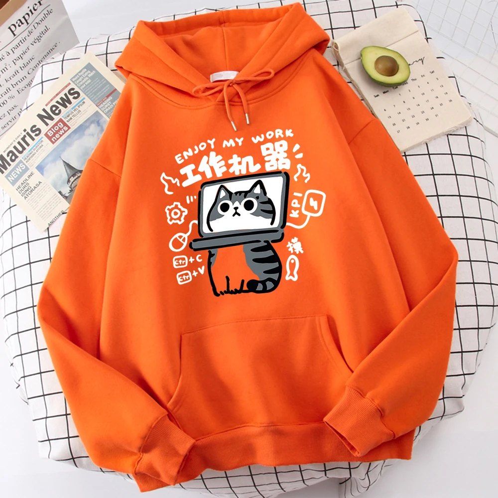 Cartoon Cat Is An Abstract Work Machine Mans Pullover Comfort Harajuku Wei Clothing Leisure Youth Hoody Youth Cartoon Clothing