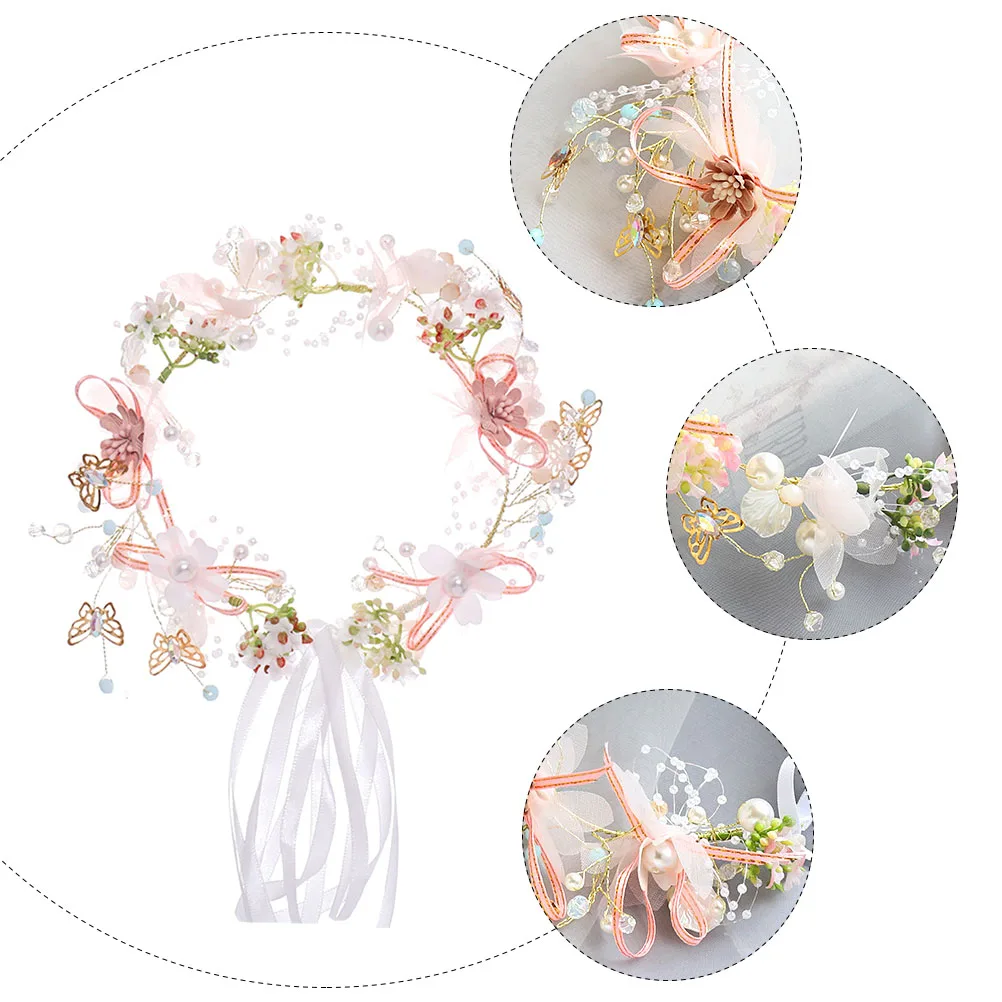 

Adjustable Children'S Flower Wreath Headband Girls Floral Garland Hair Accessories Wedding Party Photo Decoration Bright