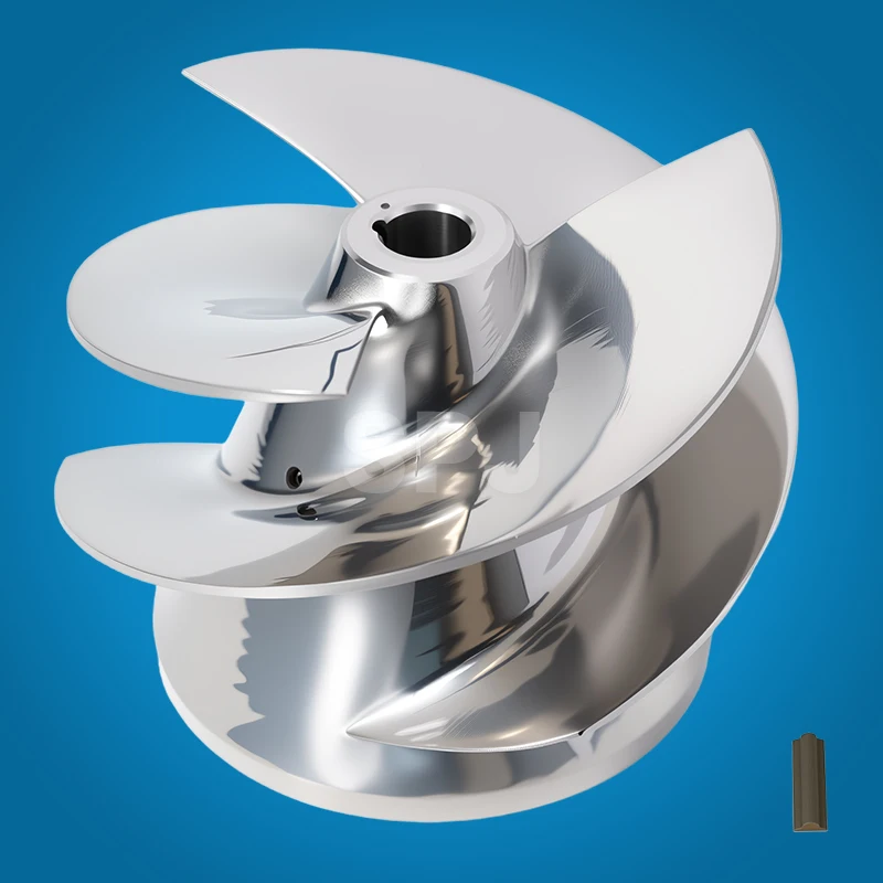 High Speed Medium Serie Mercury Outboard Jet Boat Parts 3-Blade Polished River Jet Nozzle Impeller for Tohatsu