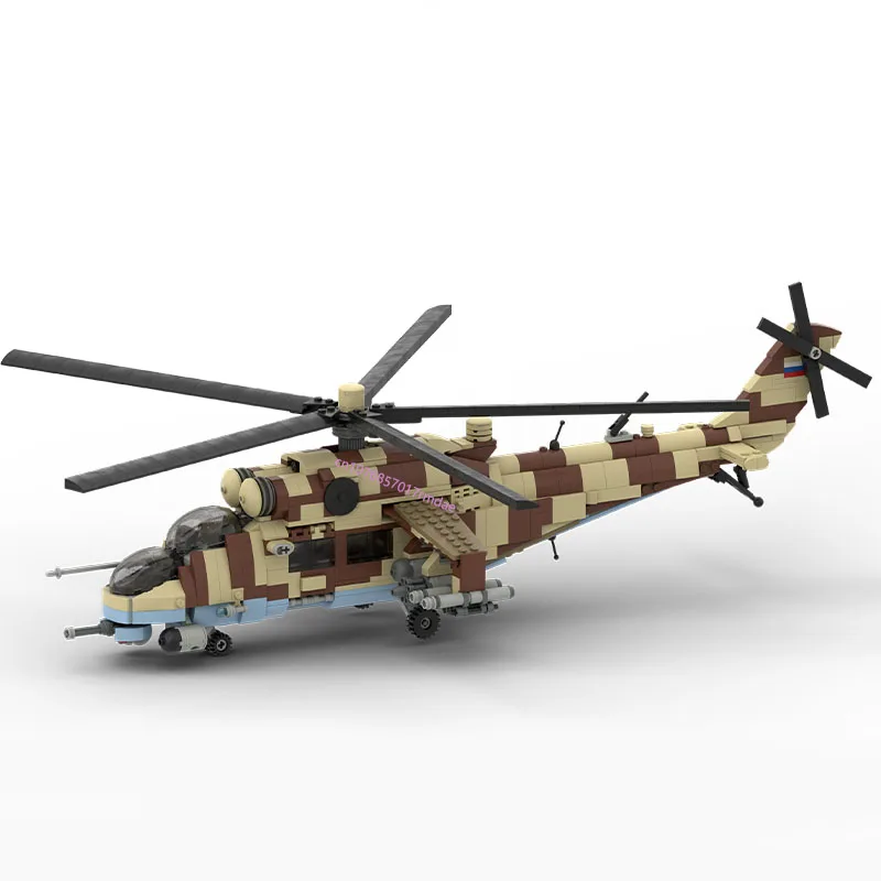 Novo 1077 pçs ww2 militar moc 1:35 escala mil Mi-35 HIND gunship modelo diy criativo de alta tecnologia crianças brinquedo presente bloco de avião de combate