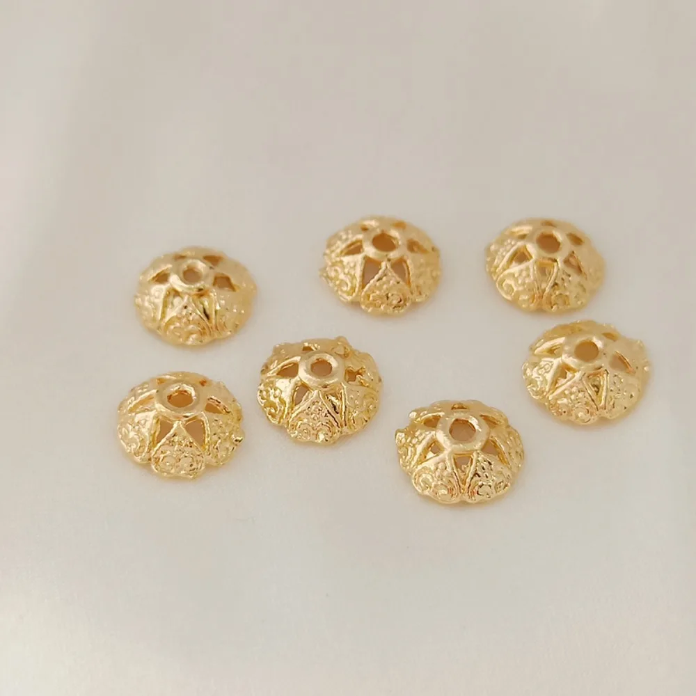 14K Gold-plated Hollowed-out Hexagonal Star 8mm Flower Stand Flower Cap Bead Bracelet DIY Handmade Jewelry Accessory Materials