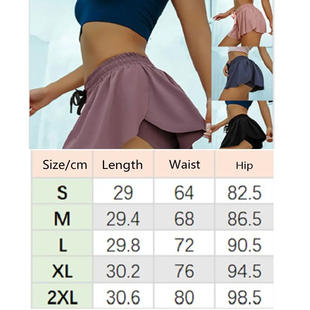 Pantalones cortos de cintura alta para mujer, pantalones cortos para correr 2 en 1, pantalones cortos informales para gimnasio y Yoga, pantalones cortos deportivos transpirables y fluidos, faldas para Fitness