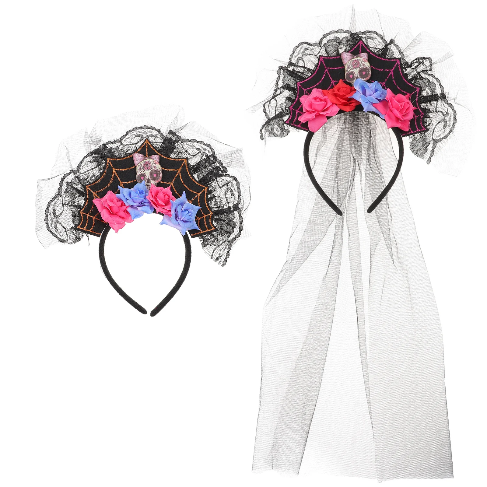 

2 Pcs Headband Hair Accessories for Women Halloween Decor Skull Costumes Headbands Girls Decorate