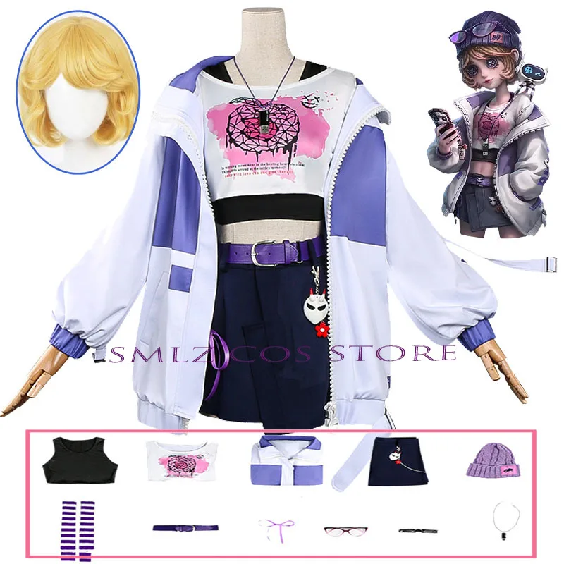 

Esports Tracy Reznik Cosplay Game Identity V Mechanic Costume BLK Team Uniform Coat Hat Prop Set Halloween Party Play Outfit