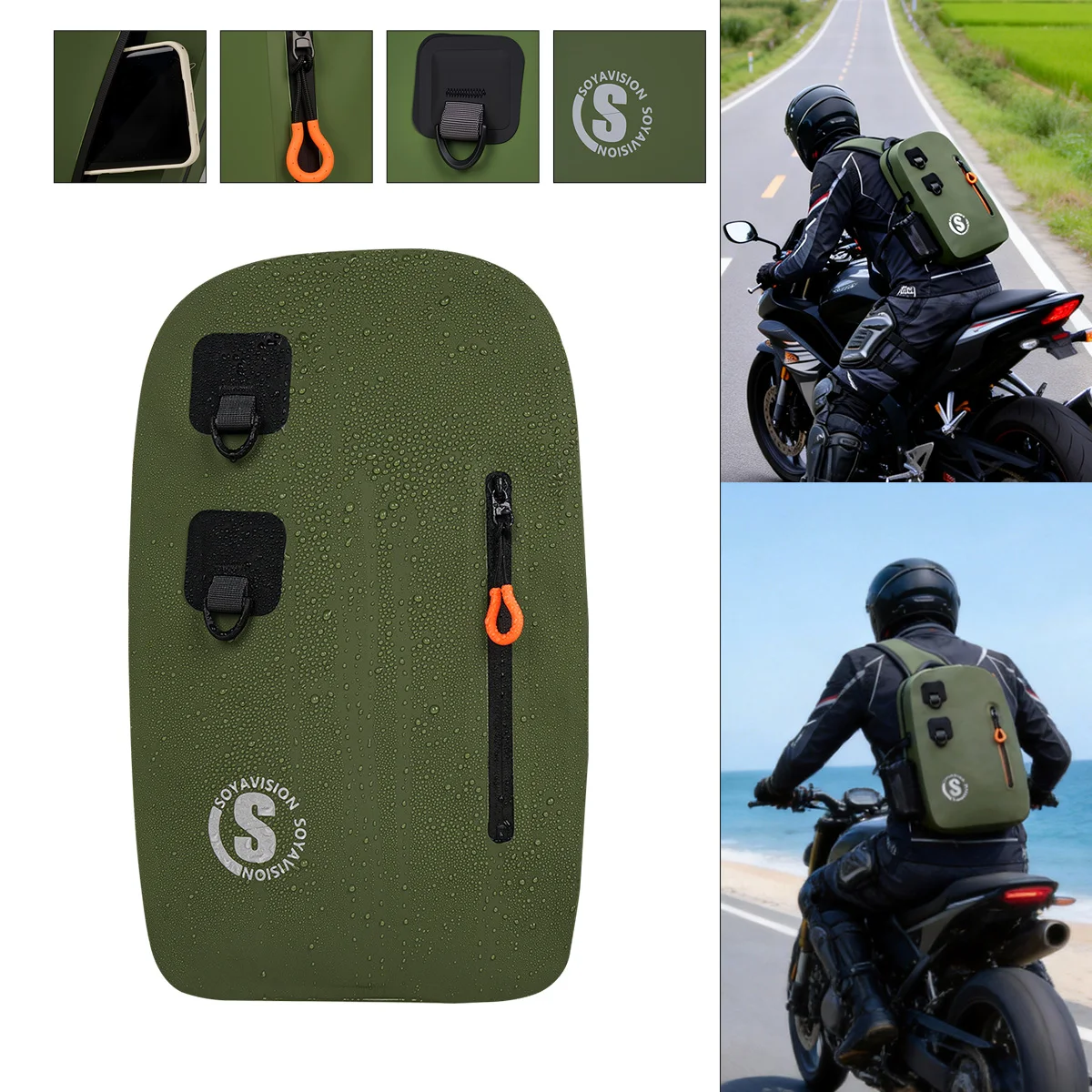 SOYAVISION Fishing Shoulder Bag Fishing Tackle Waterproof Motorcycle Bag Outdoor Capacity Fishing Lures Line Box Storage