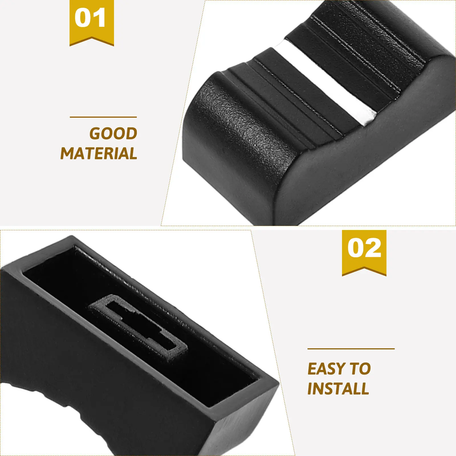 20Pcs Mixer Accessories Fader Knobs Replacement Sleek Design for Dj Audio Equipment Volume Slider Cap Plug in Install Fader Caps